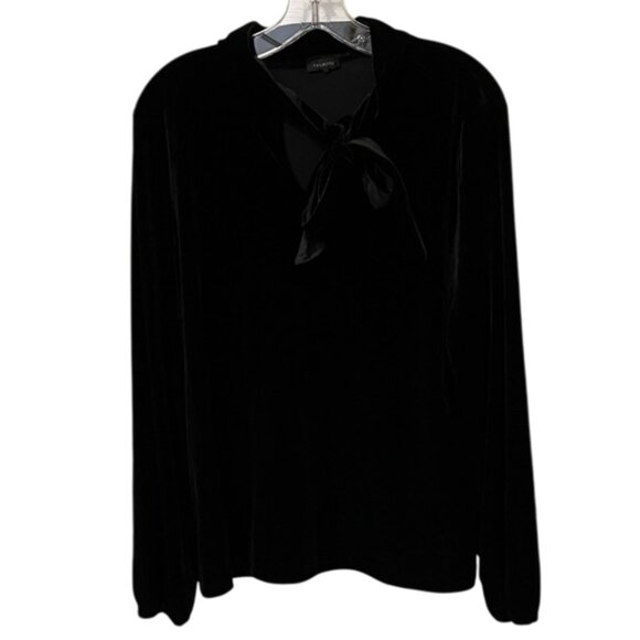 Talbots Black Velvet Pullover Tie Detail Blouson Top Womens Size XL? - Picture 3 of 10